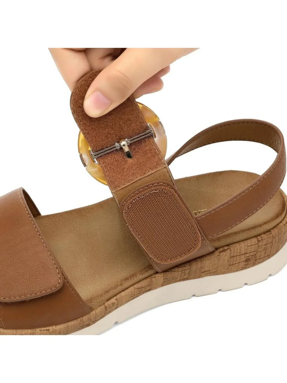 Women's Dark Brown Summer Open Toe Adjustable Ankle Straps Comfortable Sandals